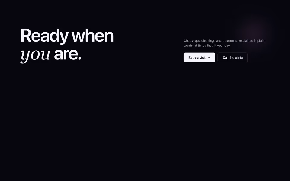 Large type reading Ready when you are beside a line and two buttons