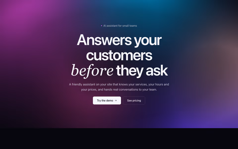 A centred headline over a drifting spectrum mesh