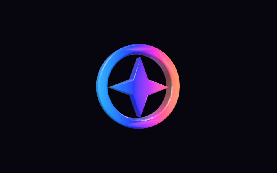 A logo extruded into a glossy 3D object