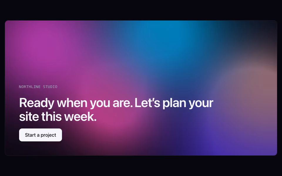 A soft spectrum gradient behind a heading and a button